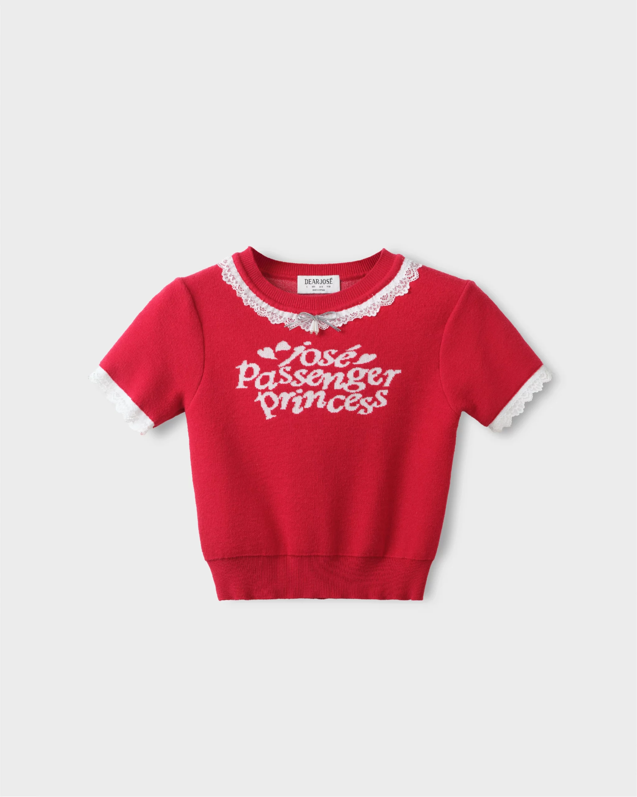 Cherry Red Sailor Knit Crop Tee