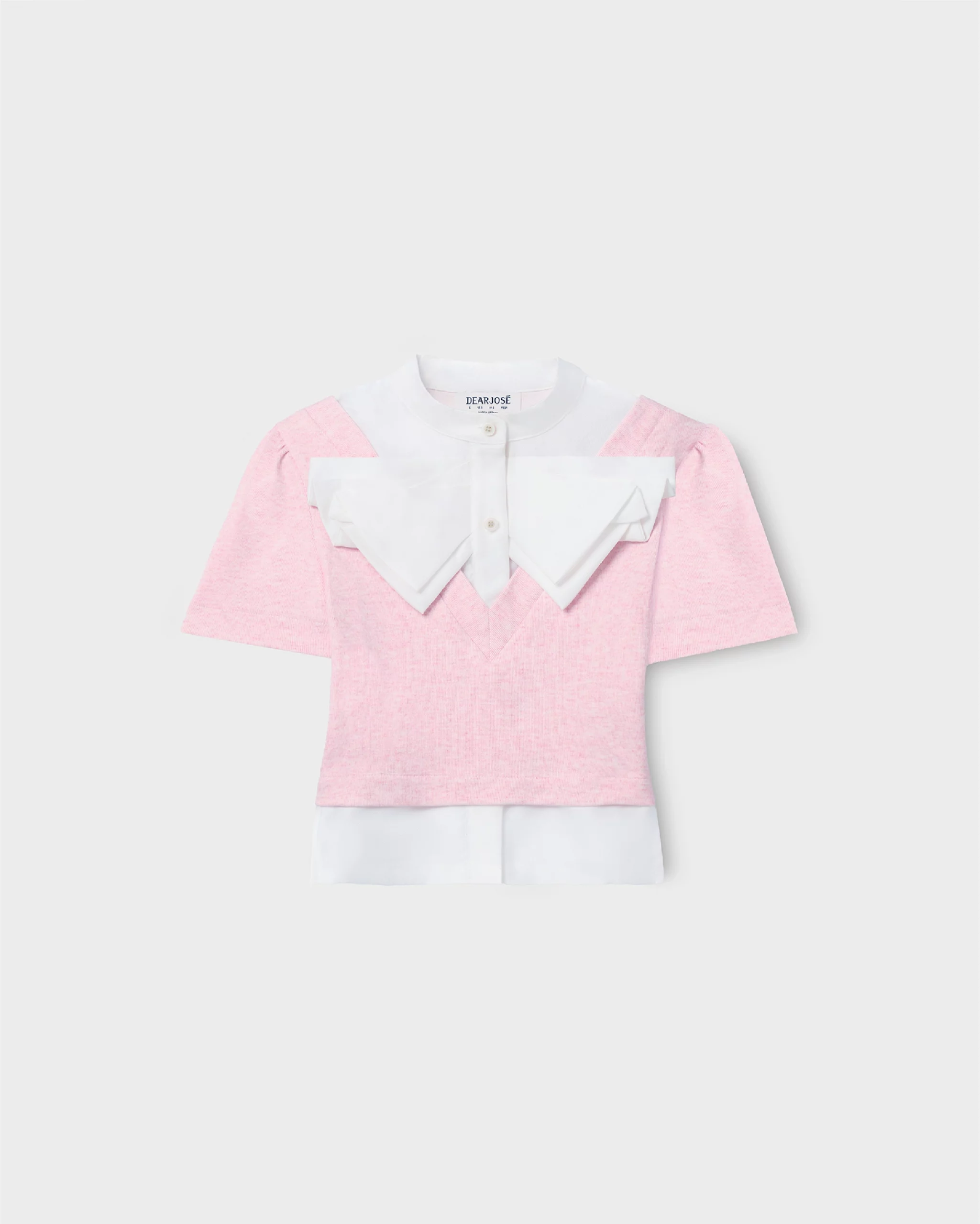 MISS MONDAY KNIT TOP IN PINK WITH WHITE POPLIN